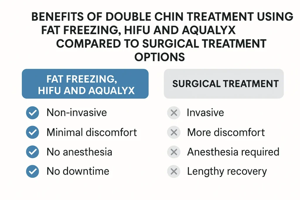 Graphic about the benefits of double chin treatment Poole - from LA LIPO