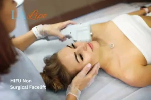 Woman having Hi-Fu to reduce wrinkles Poole.